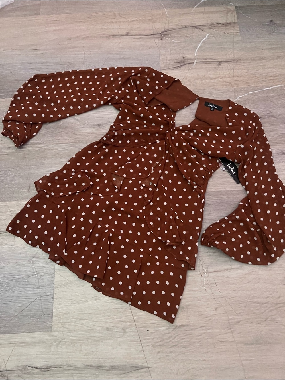 Lulus Rust Brown Polka Dot Dress